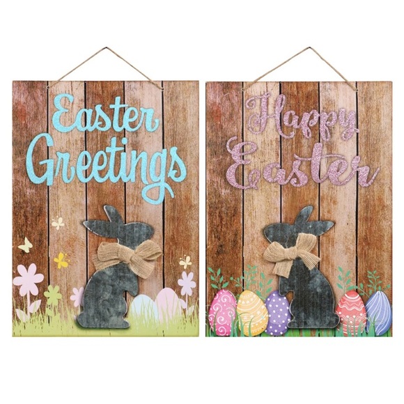2/$20 NWT Beautiful Glittered Easter Blessings Die Cast Metal 🐇 Decoration Sign - Picture 16 of 17